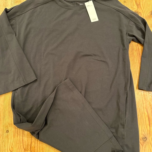 NWT Eileen Fisher Graphite Cotton Stretch Jersey Round Neck K/L Dress - Picture 3 of 8